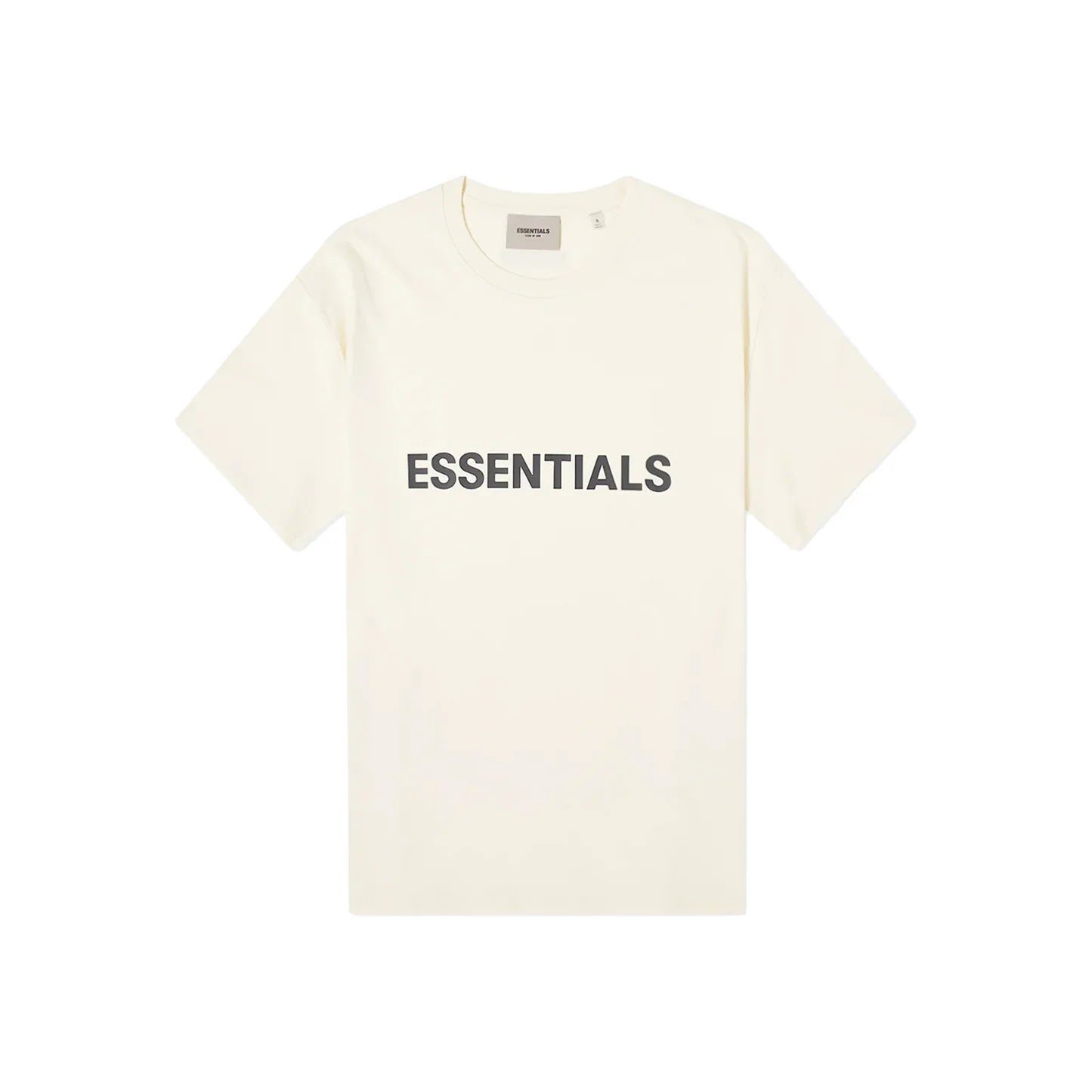 تيشيرت Fear of God Essentials بشعار أمامي كريمي (ربيع وصيف 2020) طلب مسبق
