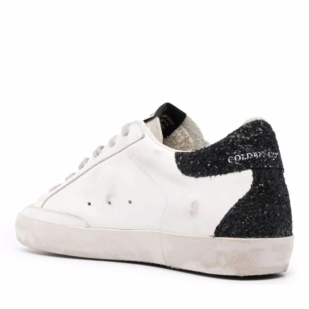 Golden Goose Super-Star Gold Glitter Star And Black Glitter Heel Tab