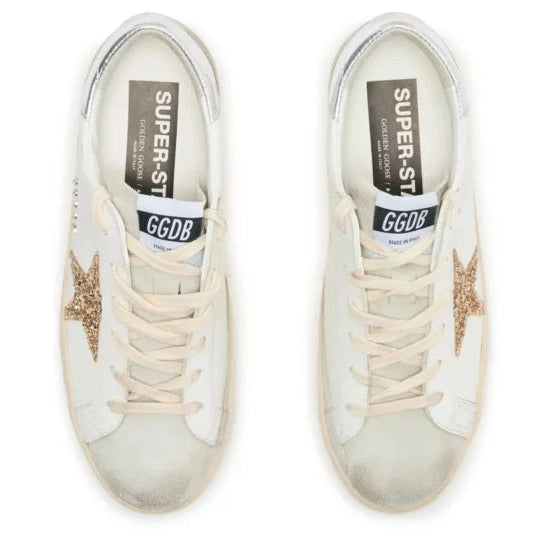 Golden Goose Super-Star White Ice Gray Gold Glitter