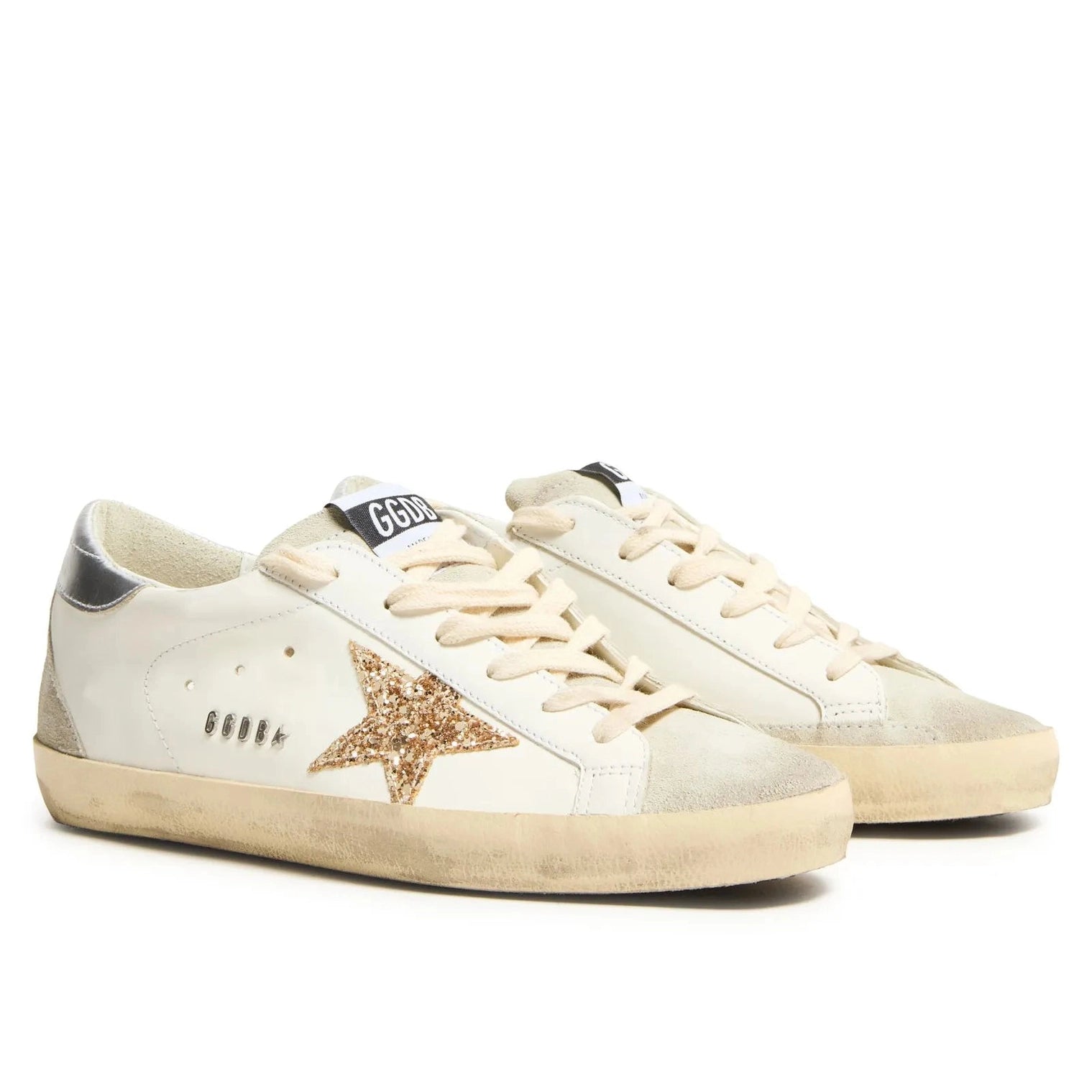 Golden Goose Super-Star White Ice Gray Gold Glitter