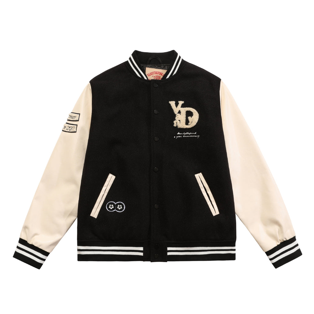 Unisex Vintage Custom Embroidery Leather Arm Varsity Jacket