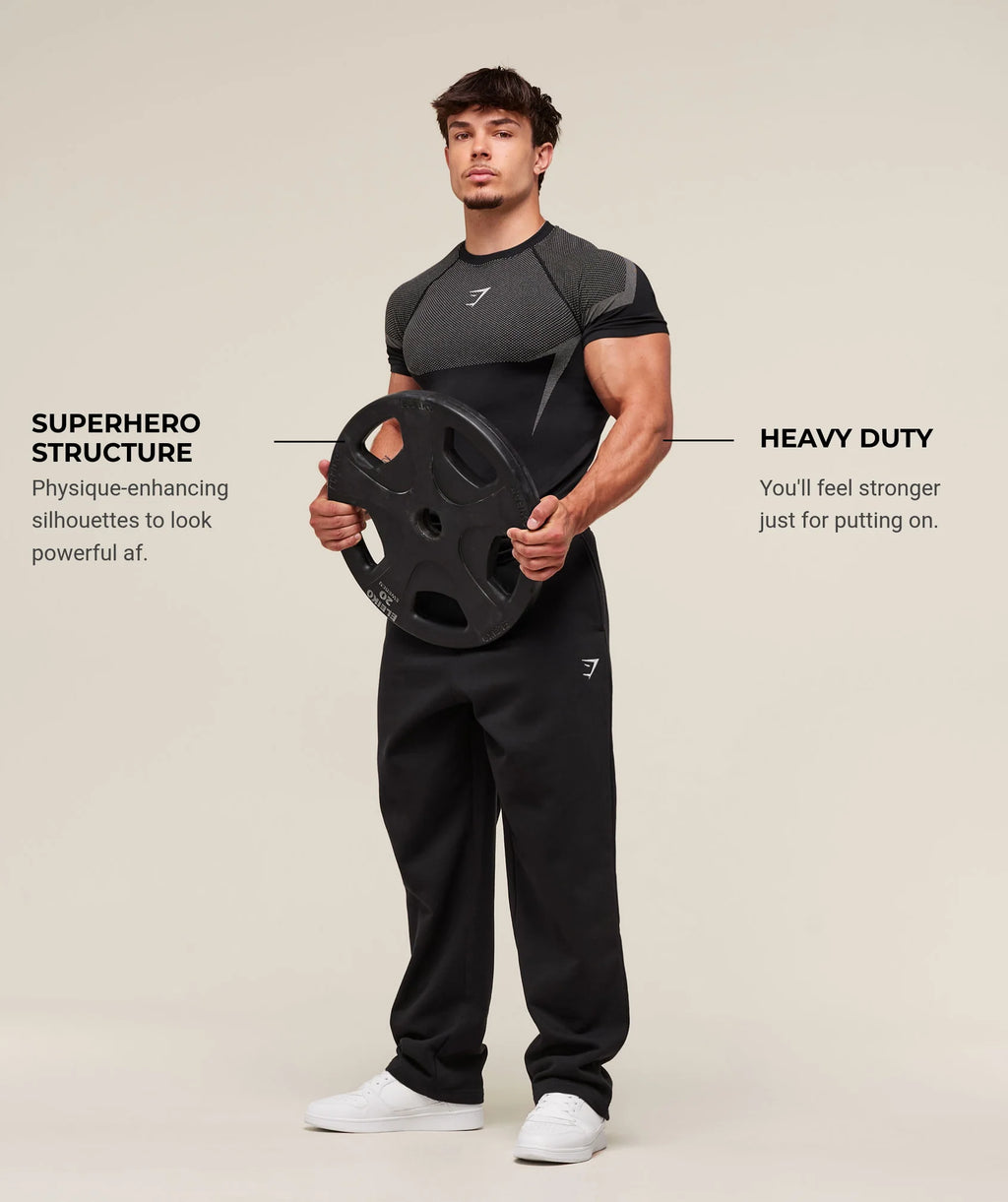 تيشيرت Gymshark Onyx 5.0 Seamless أسود × رمادي