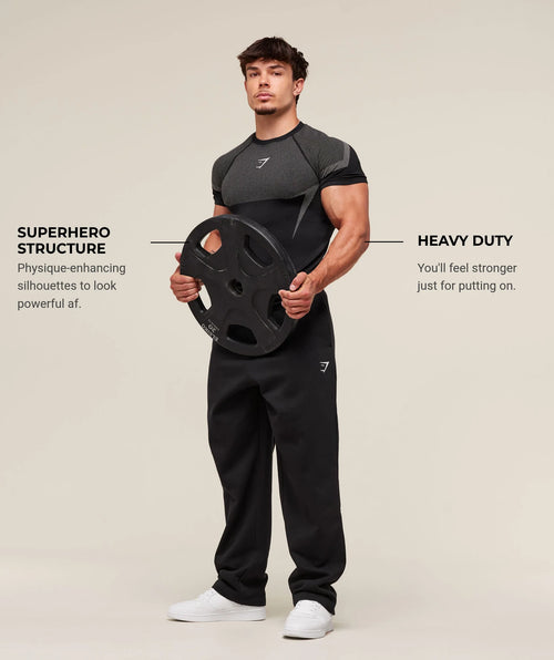 تيشيرت Gymshark Onyx 5.0 Seamless أسود × رمادي