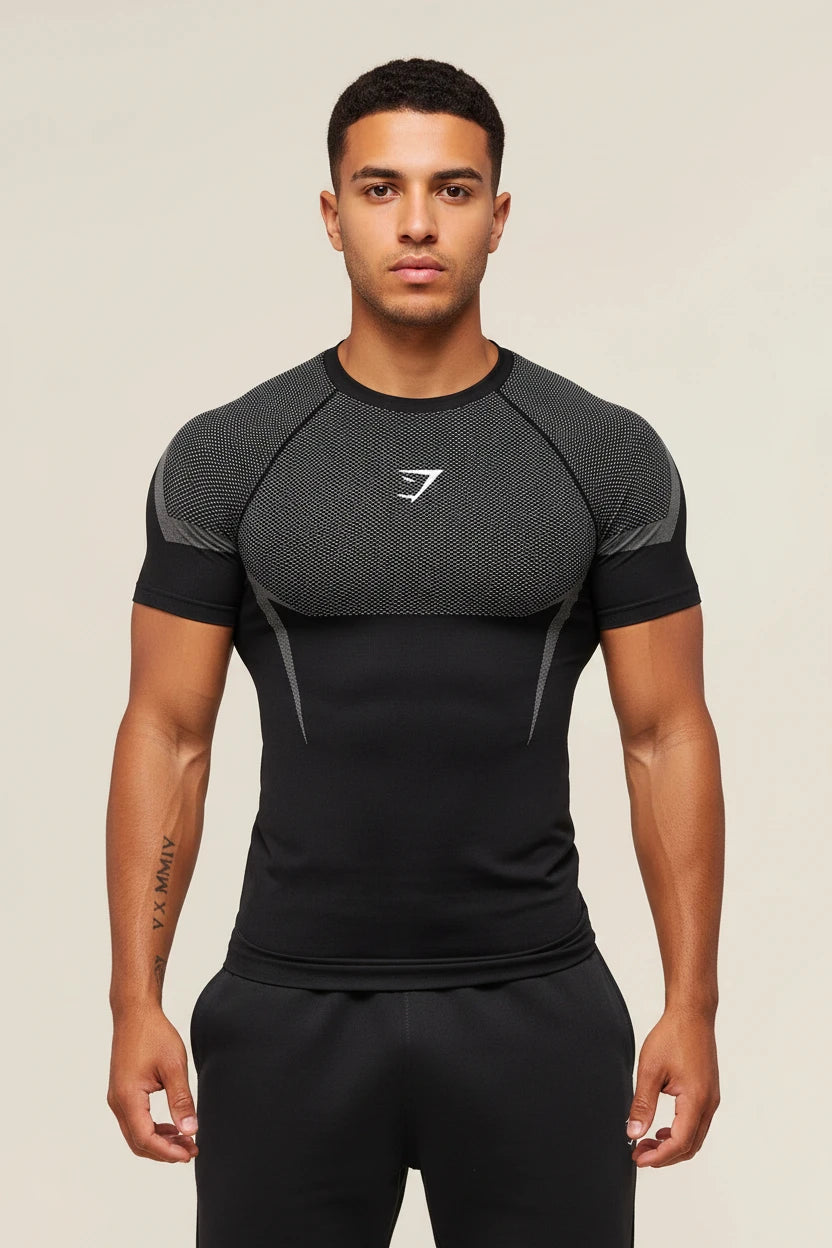 Gymwear Onyx 5.0 Seamless T-Shirt Blackxgrey – Drip Zone Gymwear Onyx 5.0 Seamless T-Shirt Blackxgrey – Drip Zone