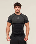 تيشيرت Gymshark Onyx 5.0 Seamless أسود × رمادي