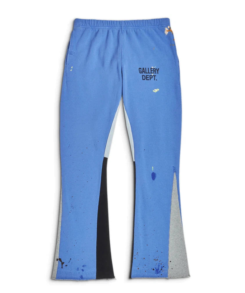 Gallery Department GD Logo Paint Splatter Flare Sweatpants Royal Blue Black