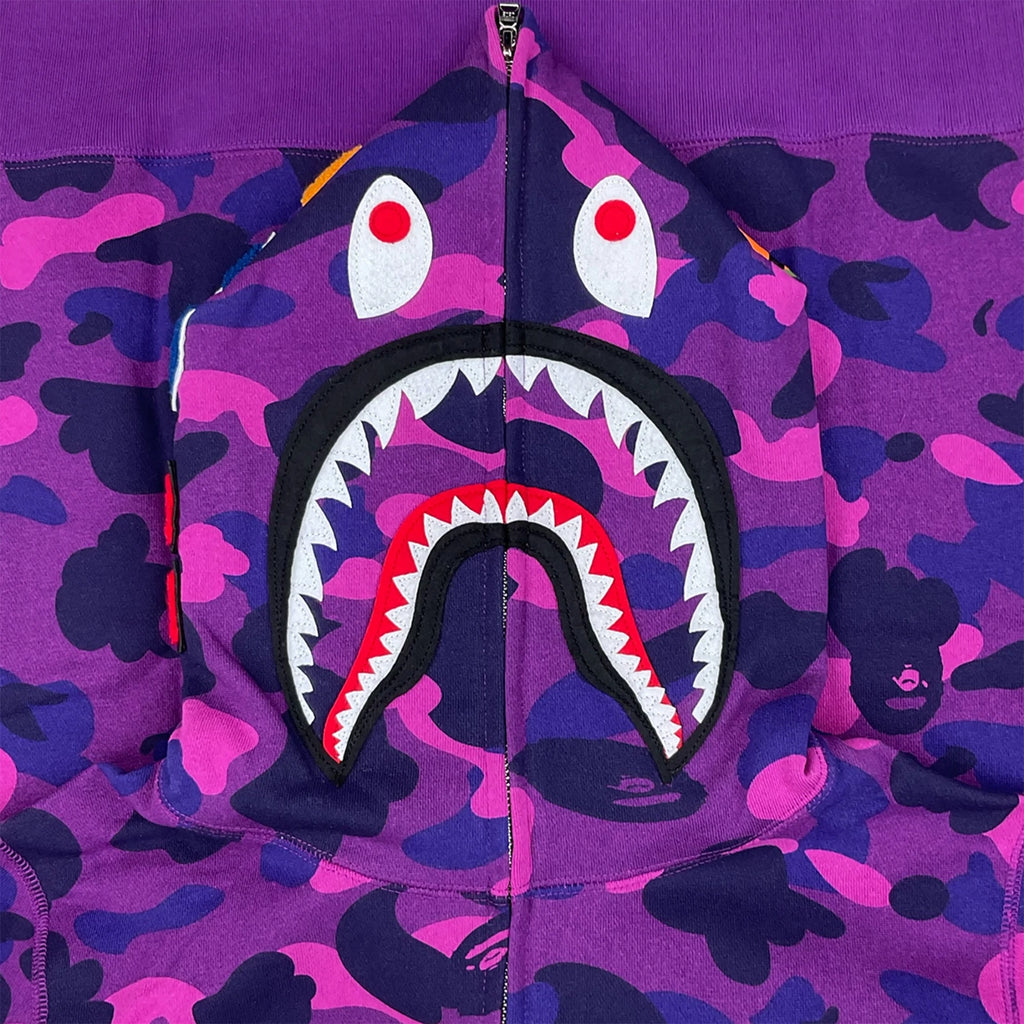 BAPE Color Camo Shark WGM Full Zip Hoodie Purple