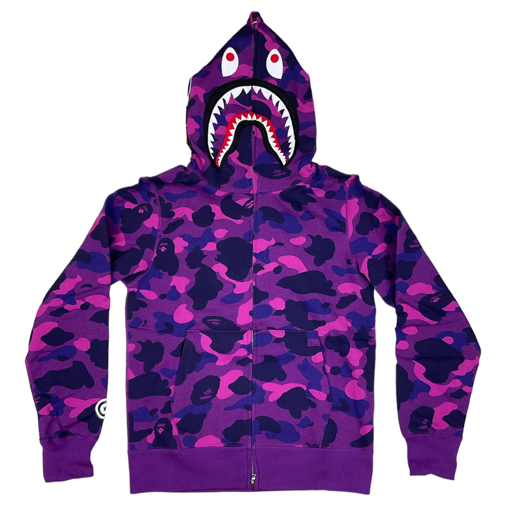 BAPE Color Camo Shark WGM Full Zip Hoodie Purple